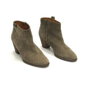 Madewell Western Ankle Boots Size 8.5 Brown Suede Side Zip The Billie Bootie